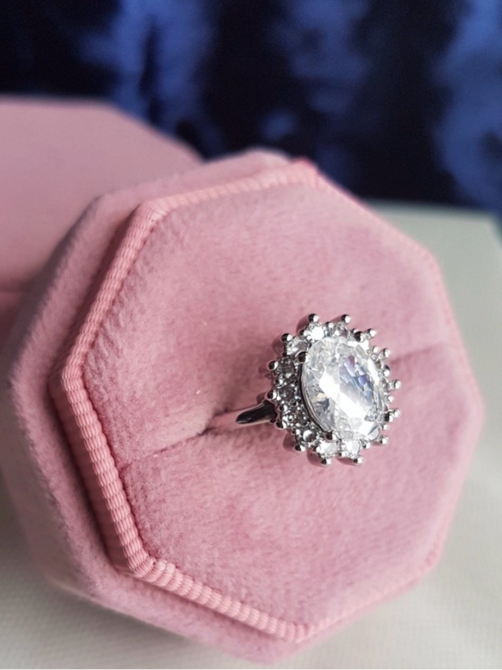 Swarovski Elements 925 Sterling Silver Clear White Sapphire Diana Ring NEW